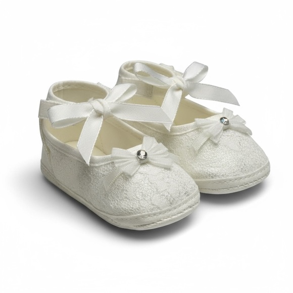 new Shop of the Moment ❀ Hand Embellished Lace Baby Booties ❀ Satin Crystal ❀ NB - Picture 2 of 16